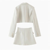 Beige Crop Blazer & Mini Skirt
